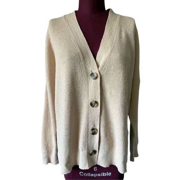 Madewell Lovell Cardigan Sweater size L Cream Harvest Moon - Picture 3 of 12